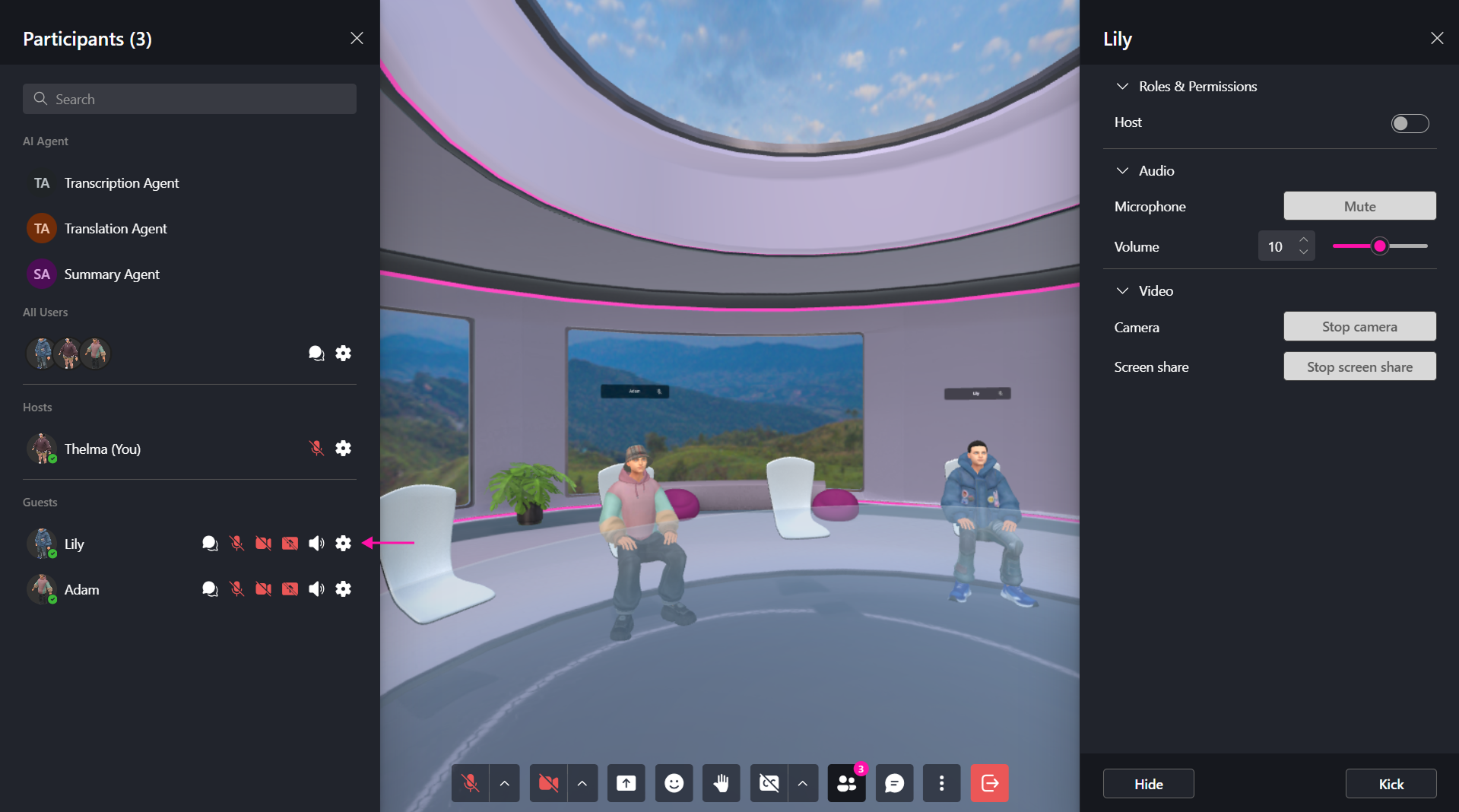 Screenshot of avatar selection screen